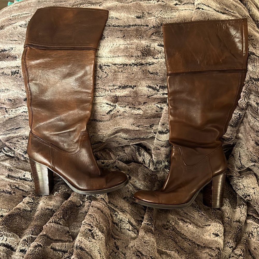 Nine West Brown Leather Knee High Boots, size 9